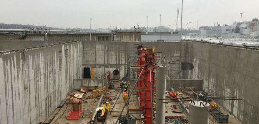 Retention tanks at the Czajka wastewater treatment plant at Czajki Street in Warsaw