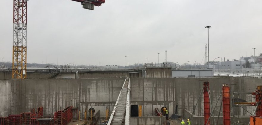 Retention tanks at the Czajka wastewater treatment plant at Czajki Street in Warsaw